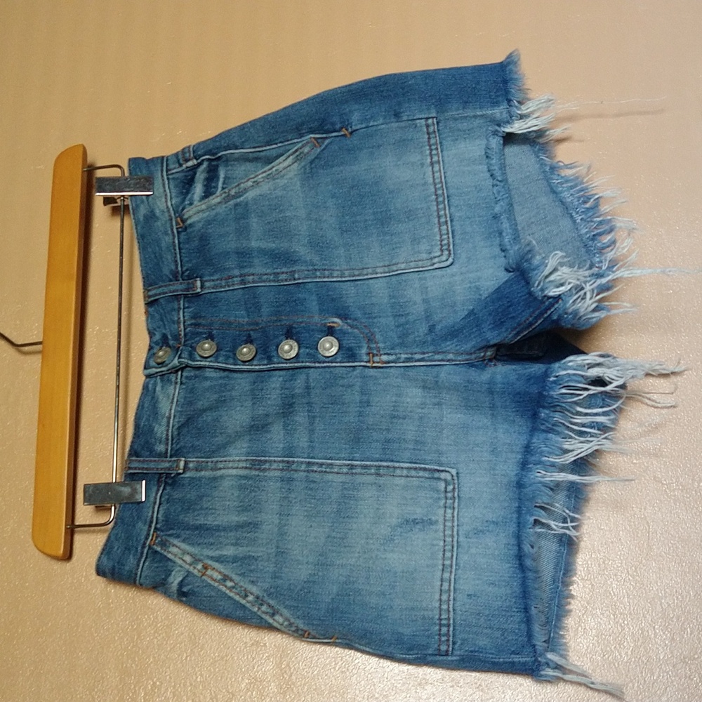 Free People Jesse Carpenter Shorts Button Fly Blue Size 28